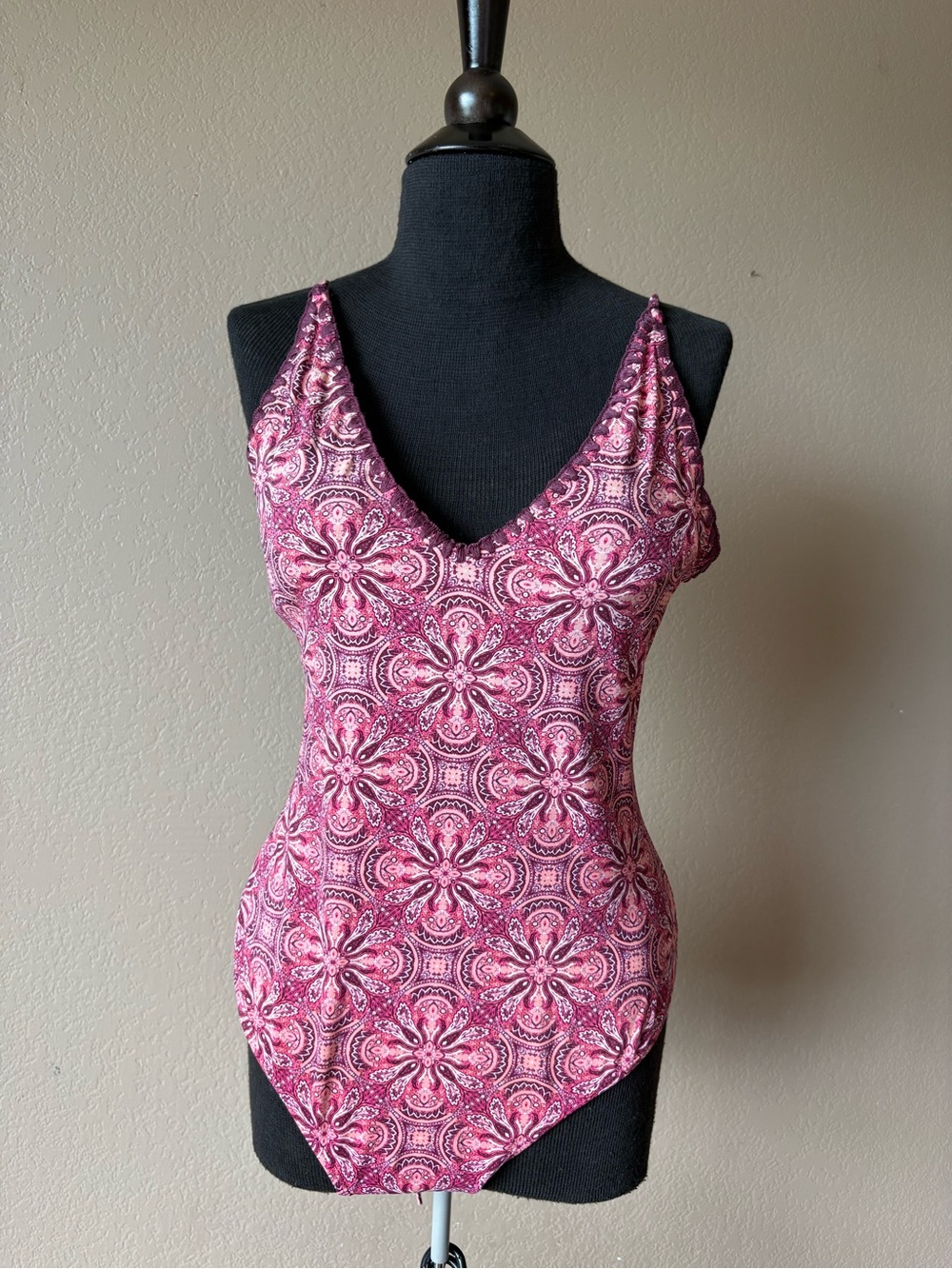 Altar'd State Swim Large One Piece Swimsuit Pink Paisley Adjustable